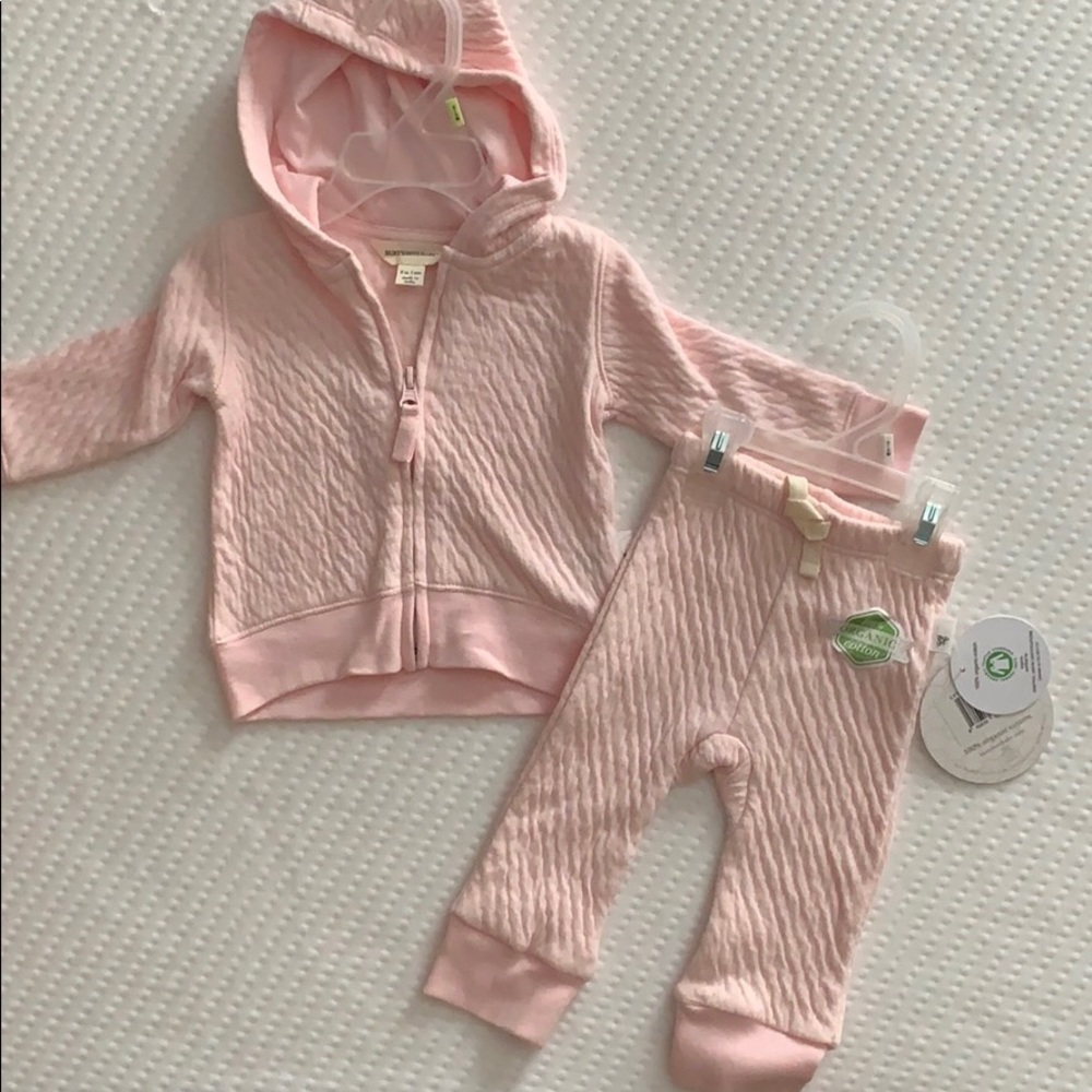 Burt’s Bees pink baby sweatshirt & sweatpants